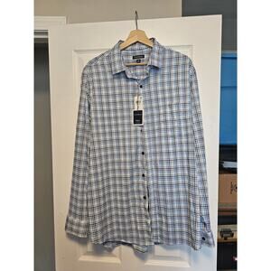Club Room Men's Performance Ombre Plaid Shirt with Pocket Multicolor-Size XL NWT